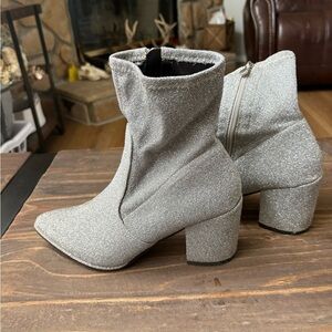 Silver Ankle Sock Boots
